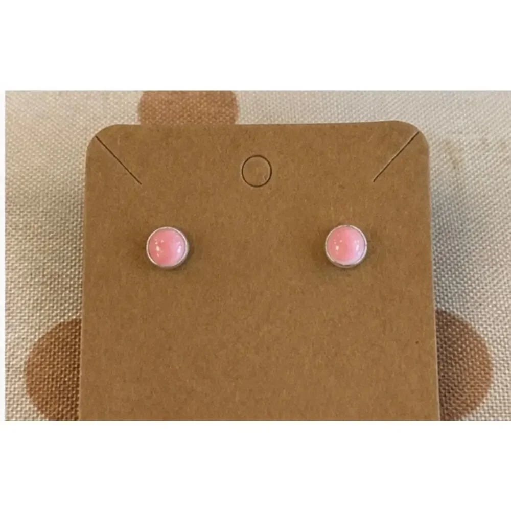 Petite Pink Conch Round Earrings | Sterling Silver Western Style